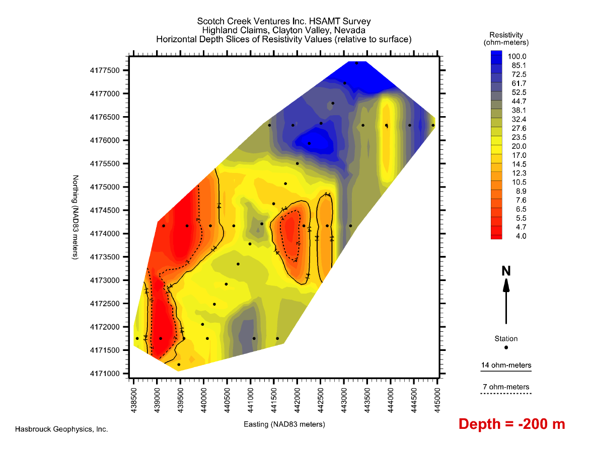 H9 igure 10 — Horizontal Depth Slice of Resistivity Values @ 200 Meters Depth
