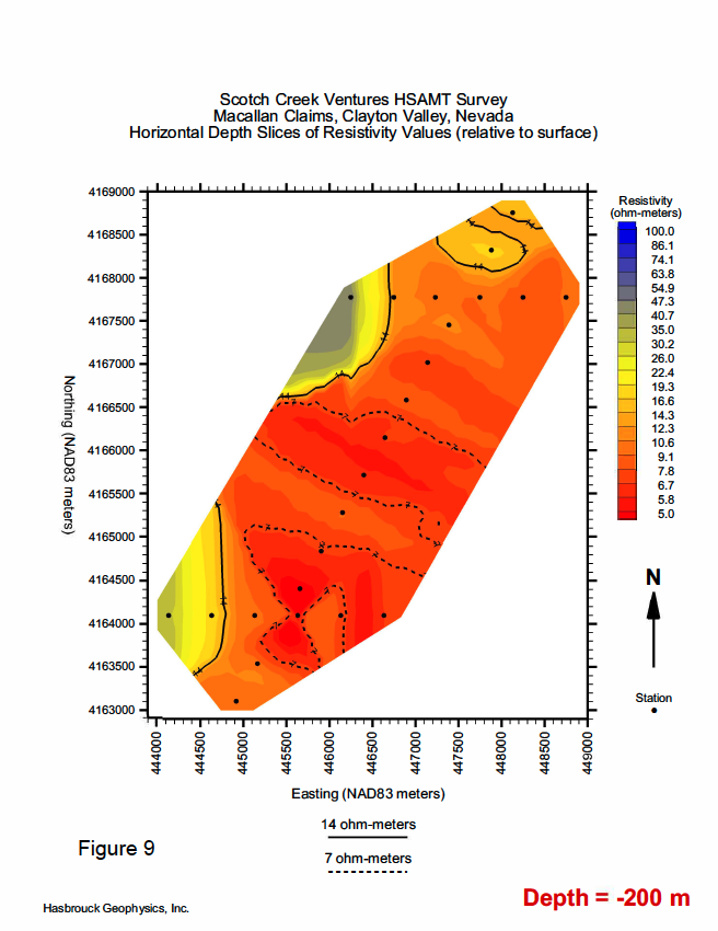 M1 Figure 9 — Horizontal Depth Slice of Resistivity Values @ 200 Meters Depth
