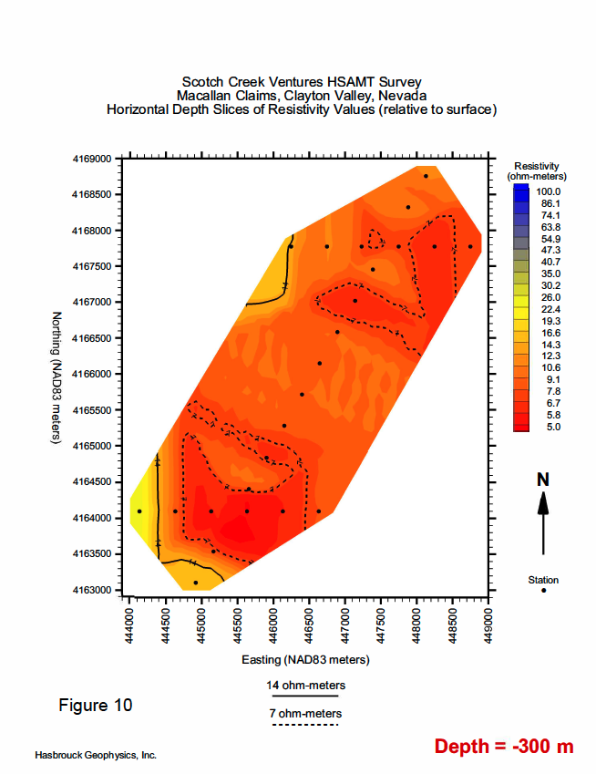M2 Figure 10 — Horizontal Depth Slice of Resistivity Values @ 300 Meters Depth
