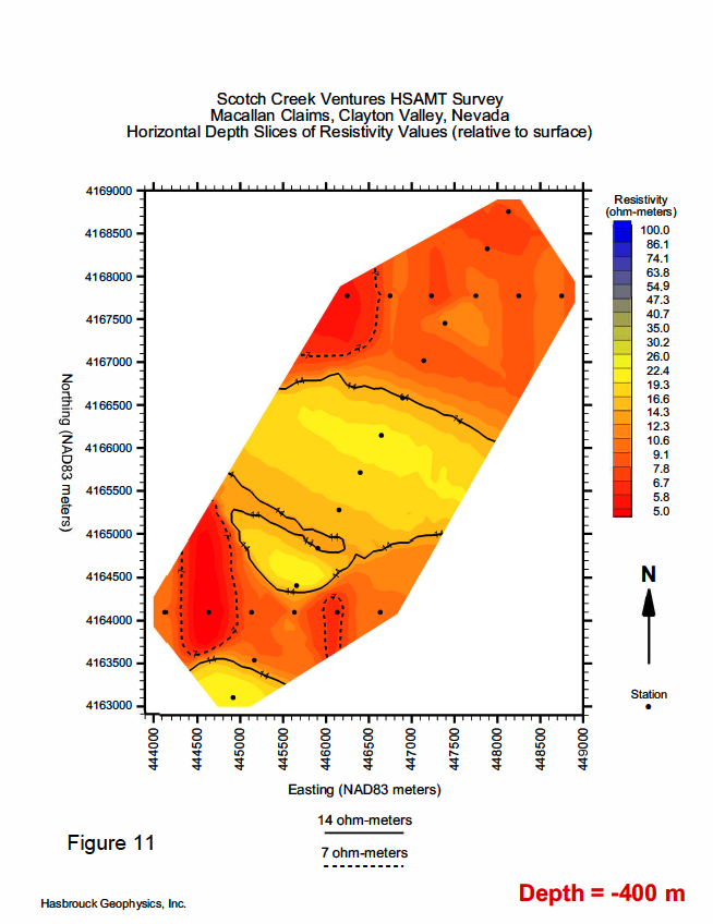 M3 Figure 11 — Horizontal Depth Slice of Resistivity Values @ 400 Meters Depth