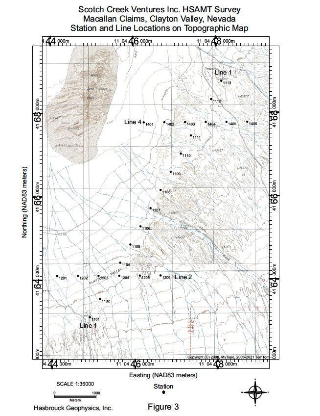 M6 Figure 3 — Station and Line Locations on Topographic Map